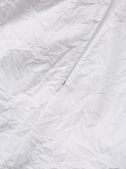 WHITE CRINKLED TEXTURE DRAPED MIDI SKIRT