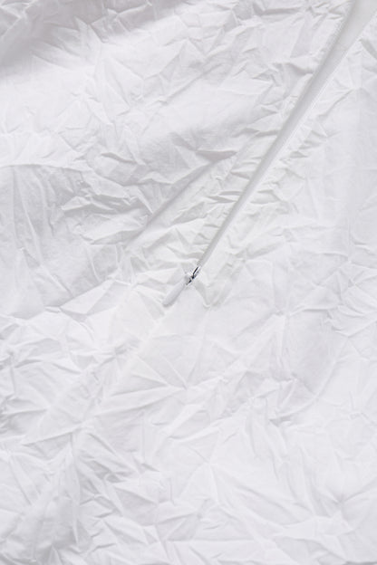 WHITE CRINKLED TEXTURE DRAPED MIDI SKIRT