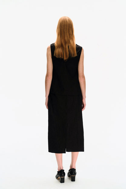 BLACK WRINKLED TEXTURE SKIRT