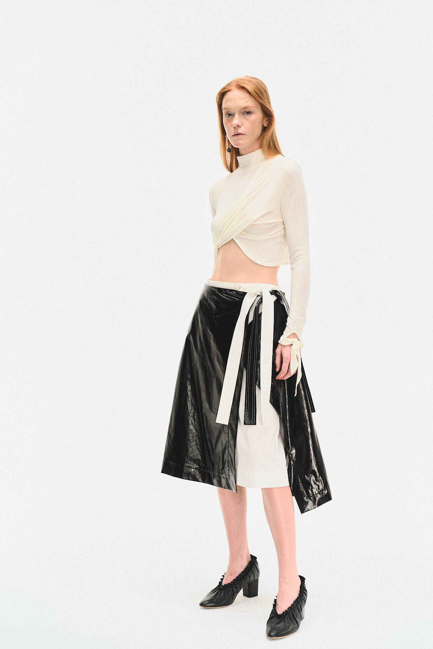 WHITE COTTON WRAP SKIRT
