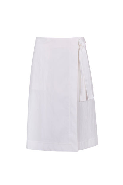 WHITE COTTON WRAP SKIRT