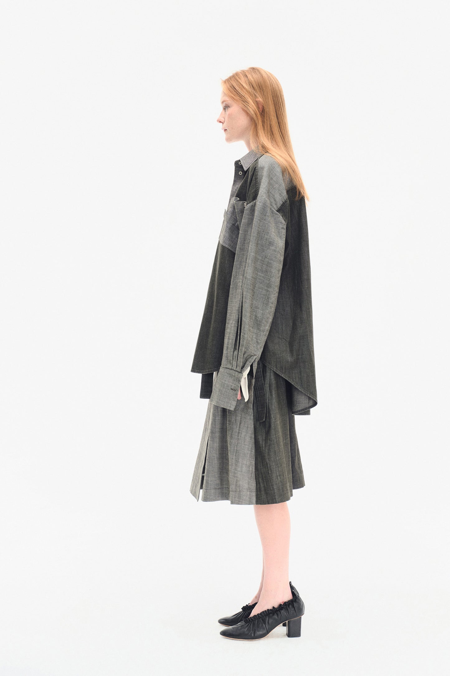 TWO TONED DENIM WRAP SKIRT