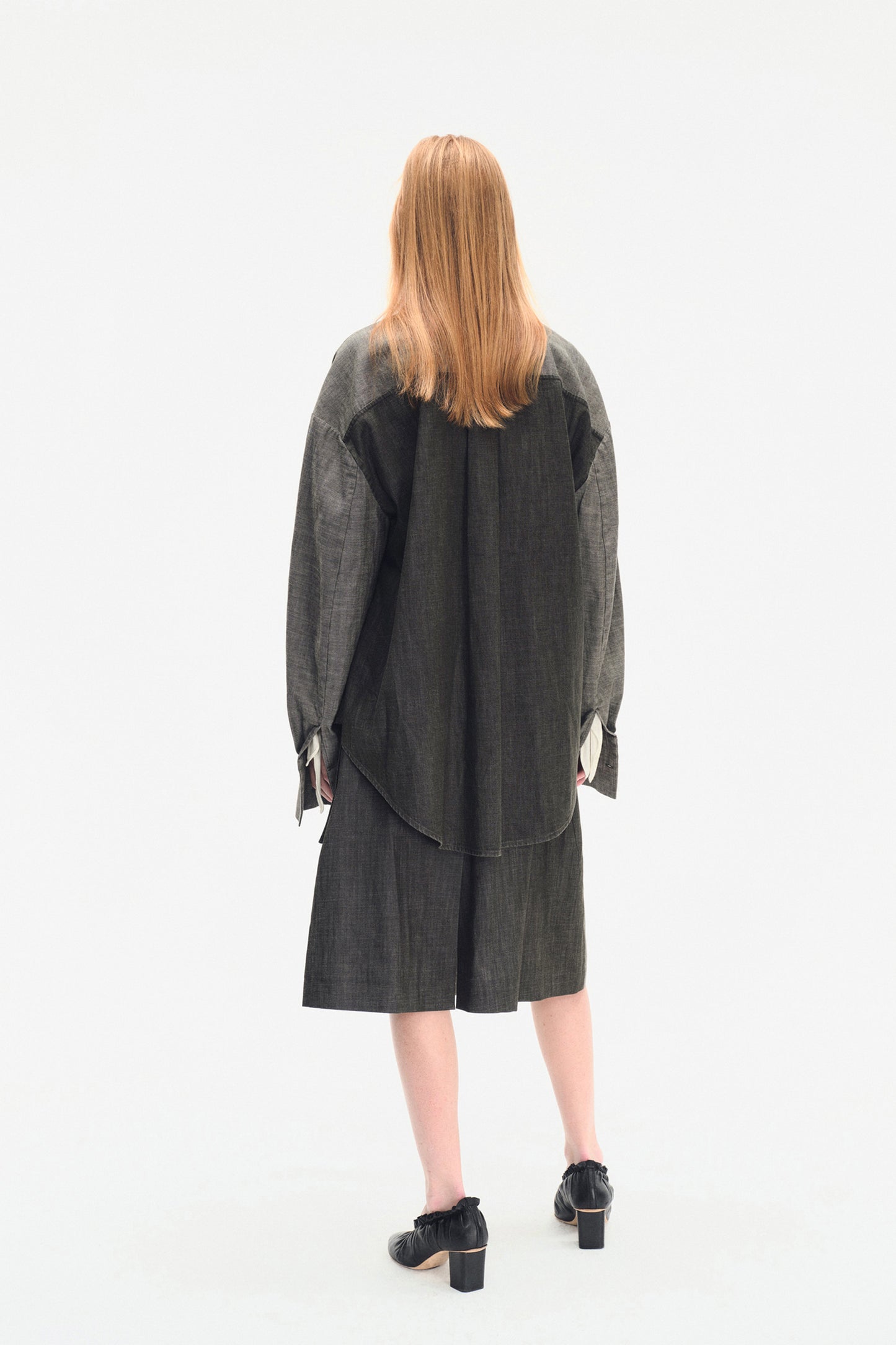 TWO TONED DENIM WRAP SKIRT