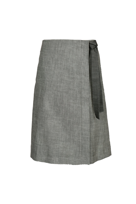 TWO TONED DENIM WRAP SKIRT