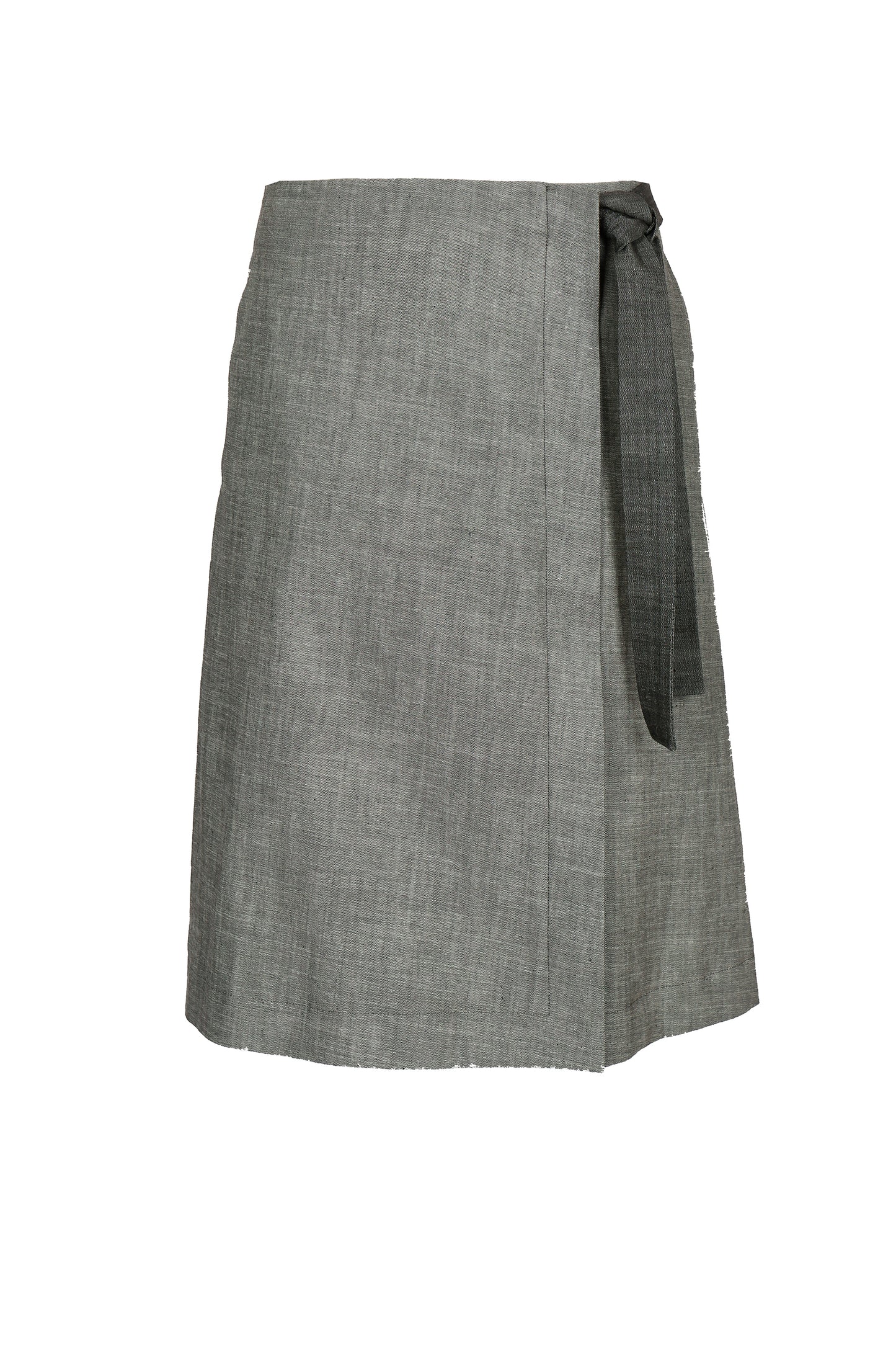 TWO TONED DENIM WRAP SKIRT