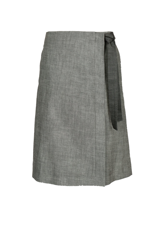 TWO TONED DENIM WRAP SKIRT