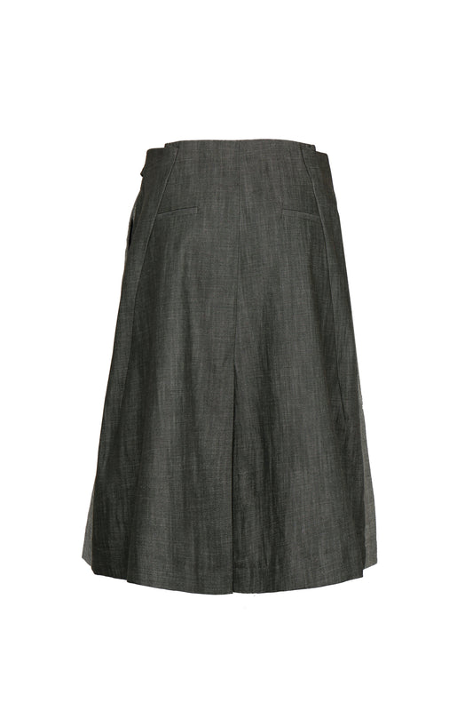 TWO TONED DENIM WRAP SKIRT