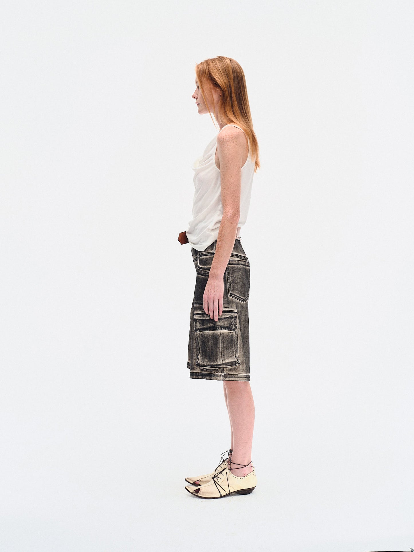 HAND BRUSHED BLACK DENIM CARGO SHORTS