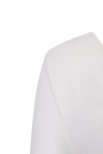 WHITE TWISTED LONG JERSEY SLEEVE TOP