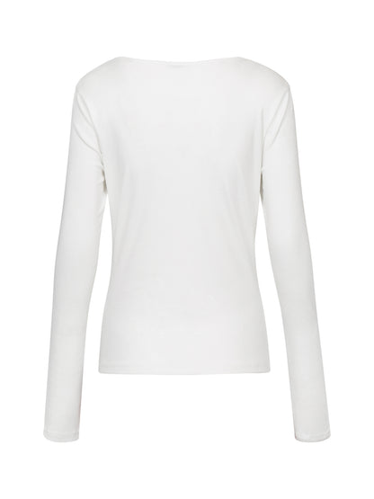WHITE TWISTED LONG JERSEY SLEEVE TOP