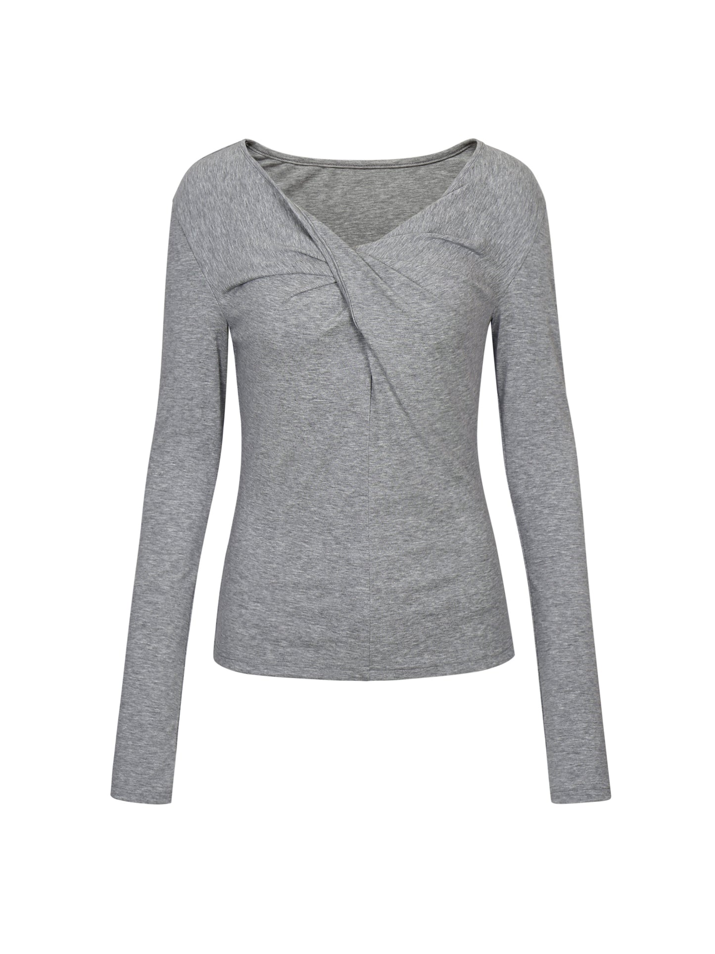 GREY TWISTED LONG JERSEY SLEEVE TOP