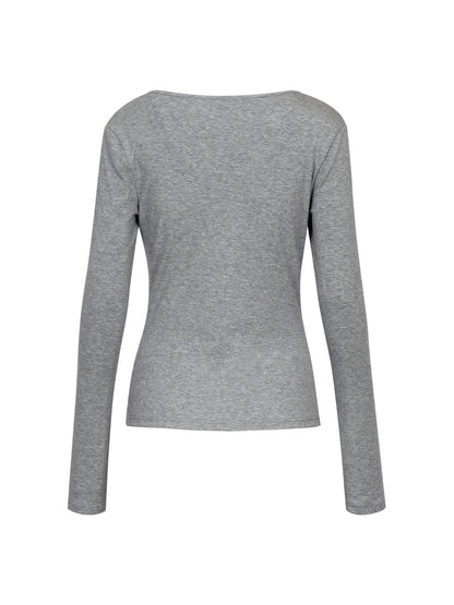GREY TWISTED LONG JERSEY SLEEVE TOP