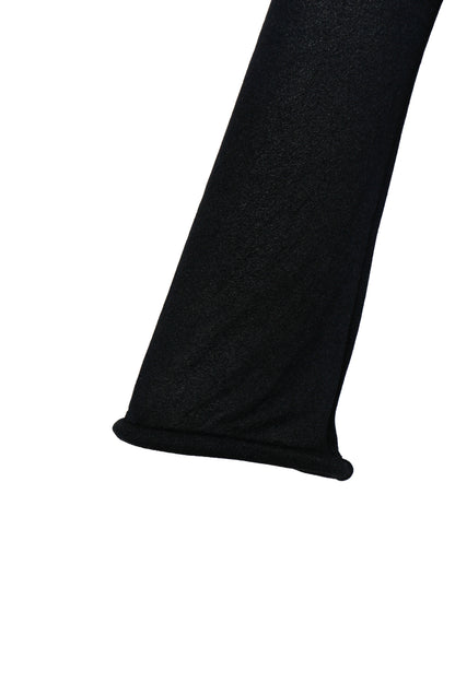 BLACK STRETCH MESH PANEL LONG-SLEEVE TOP