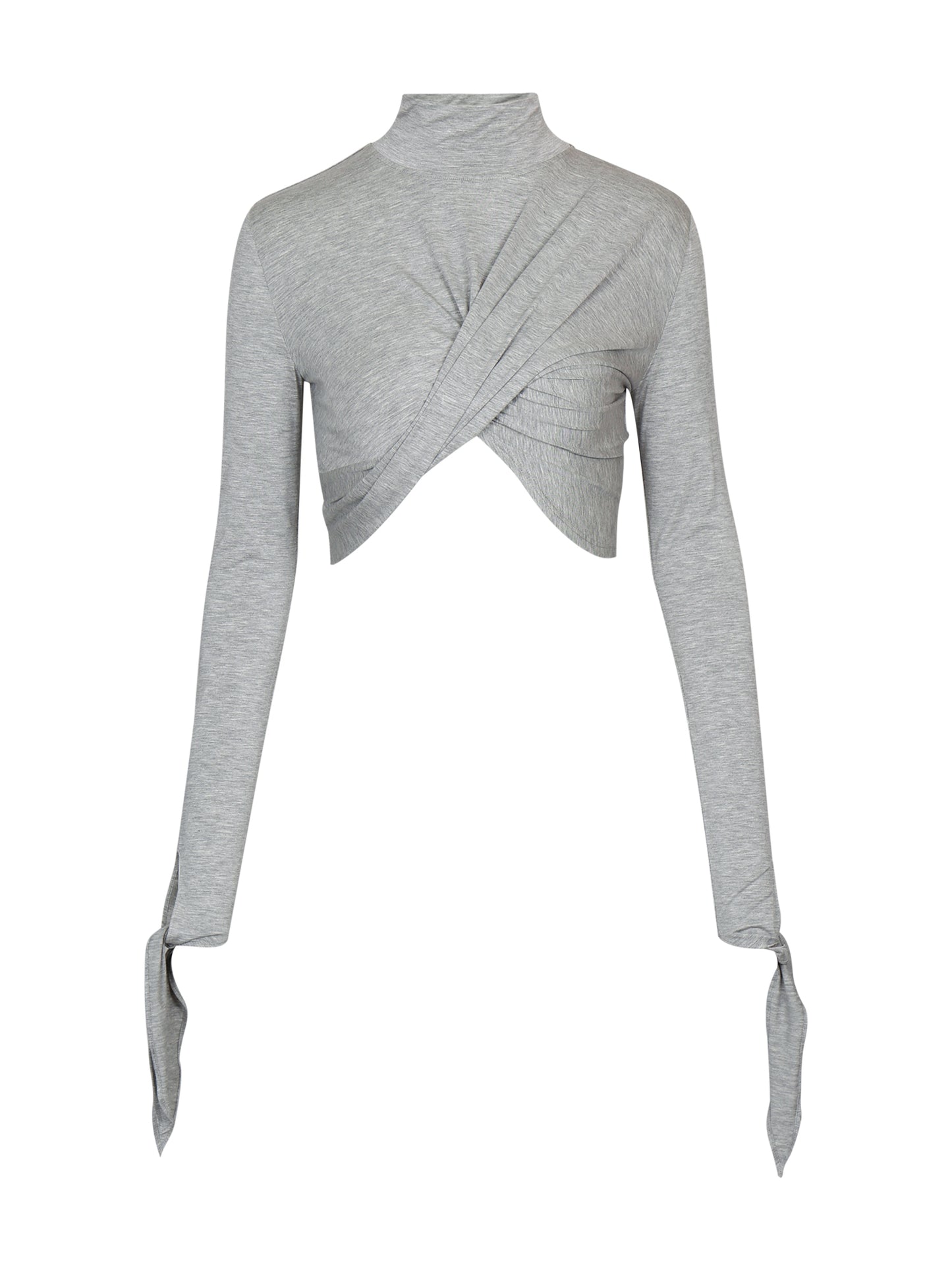 GREY DRAPED JERSEY CROP TOP