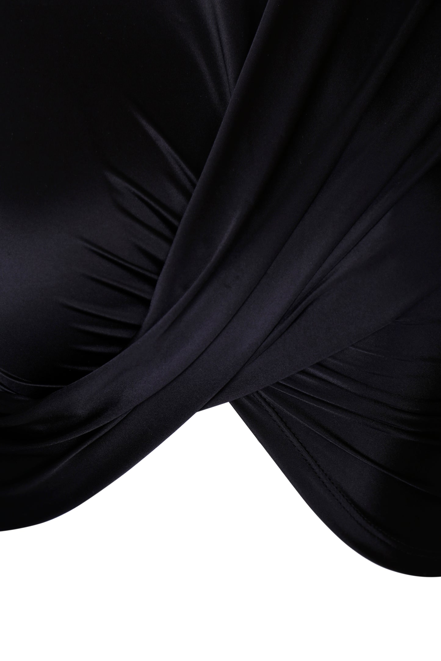 BLACK DRAPED JERSEY CROP TOP