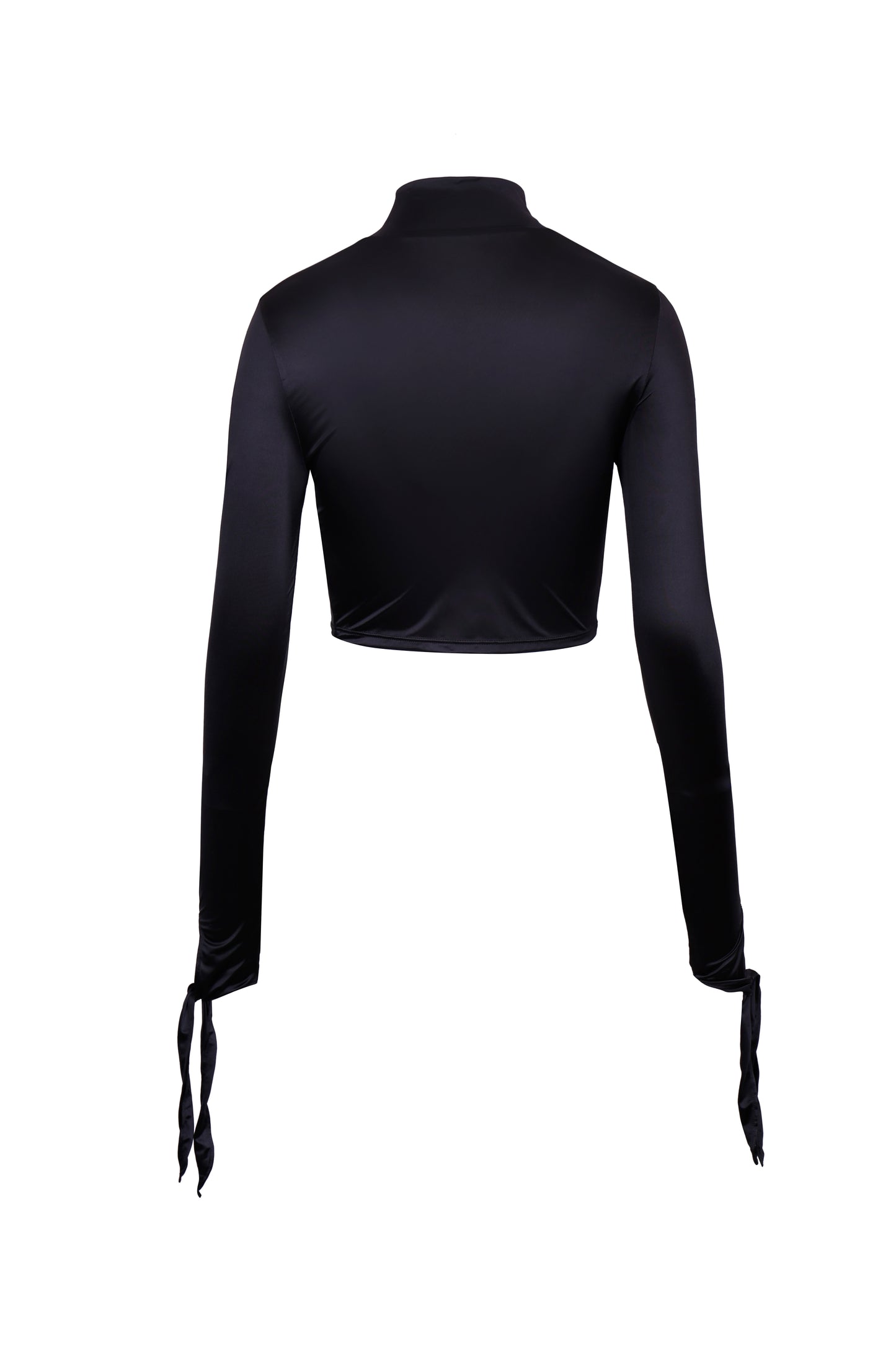 BLACK DRAPED JERSEY CROP TOP