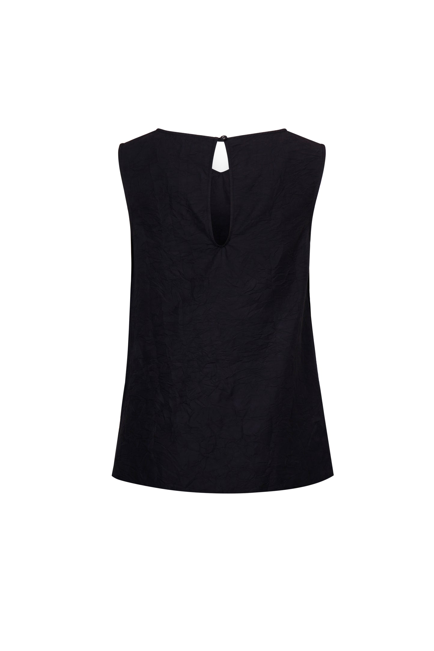 BLACK CRINKLED TEXTURE SLEEVELESS TOP