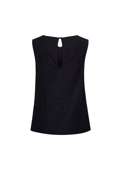 BLACK CRINKLED TEXTURE SLEEVELESS TOP