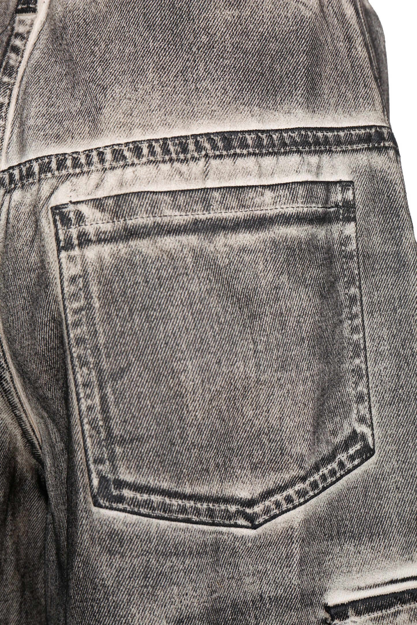 HAND BRUSHED BLACK DENIM CARGO SHORTS