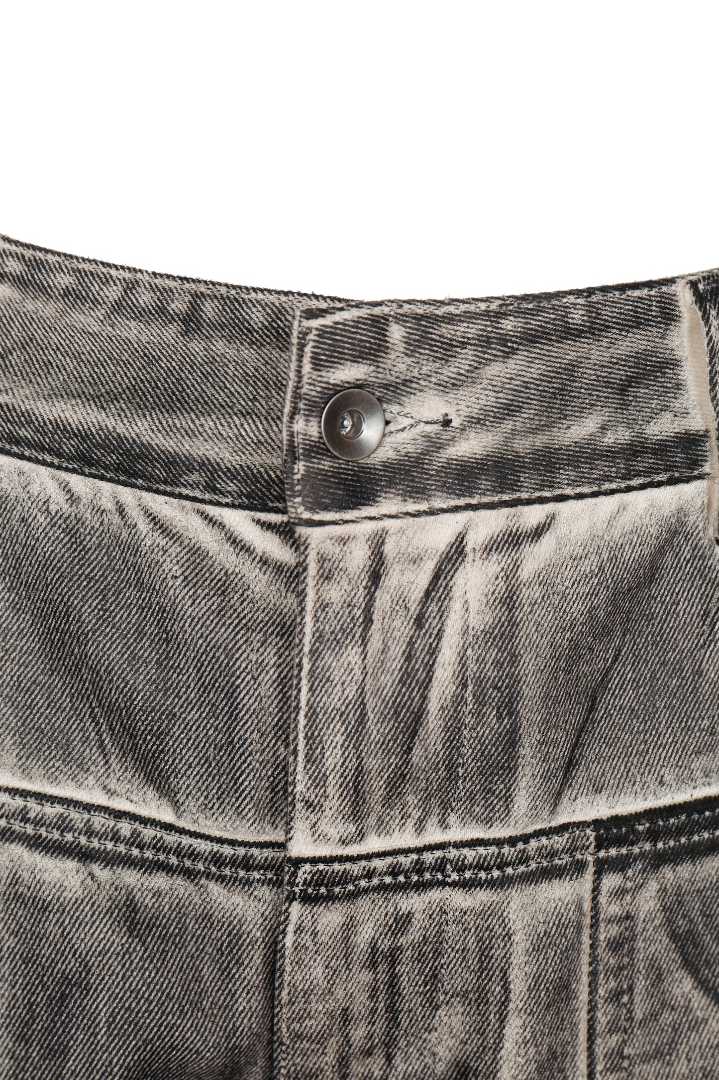 HAND BRUSHED BLACK DENIM CARGO SHORTS