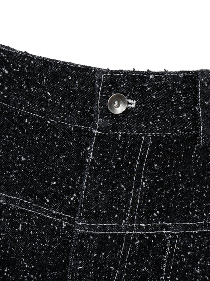 ENZYME-WASHED BLACK DENIM CARGO SHORTS