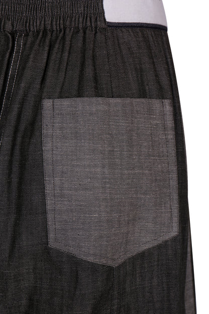 DOUBLE-FACED WASHED DENIM TROUSERS