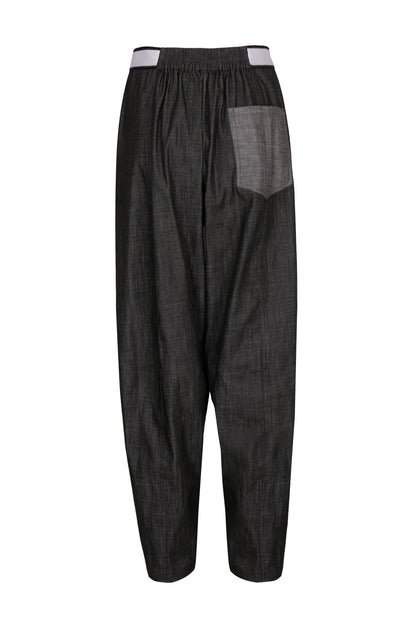 DOUBLE-FACED WASHED DENIM TROUSERS