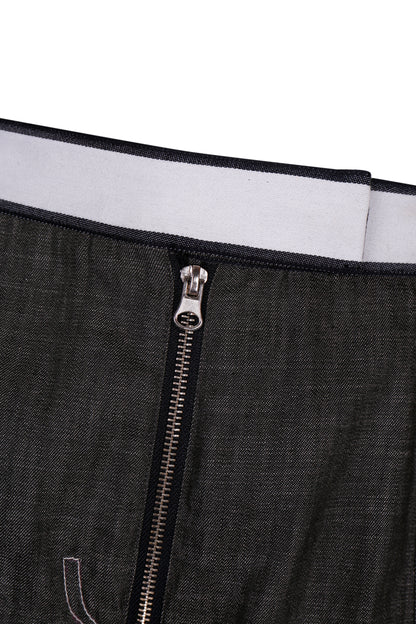 DOUBLE-FACED WASHED DENIM TROUSERS