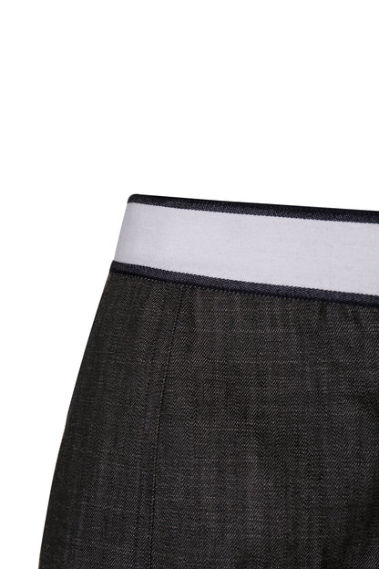 DOUBLE-FACED WASHED DENIM TROUSERS