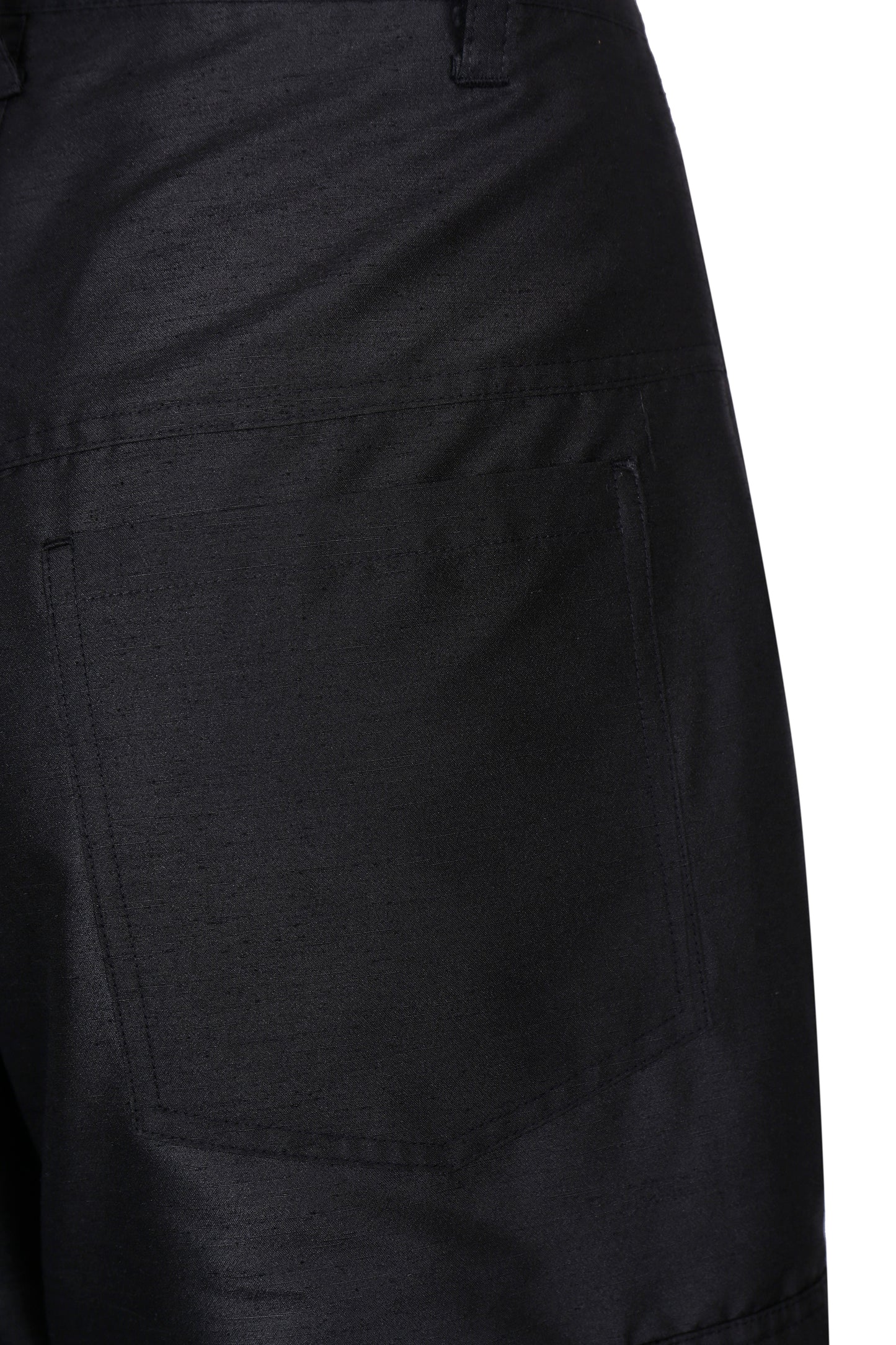 BLACK SATIN-FINISH CARGO TROUSERS