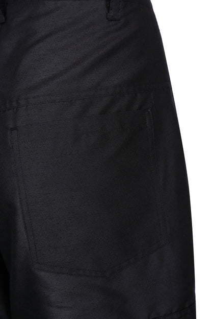 BLACK SATIN-FINISH CARGO TROUSERS
