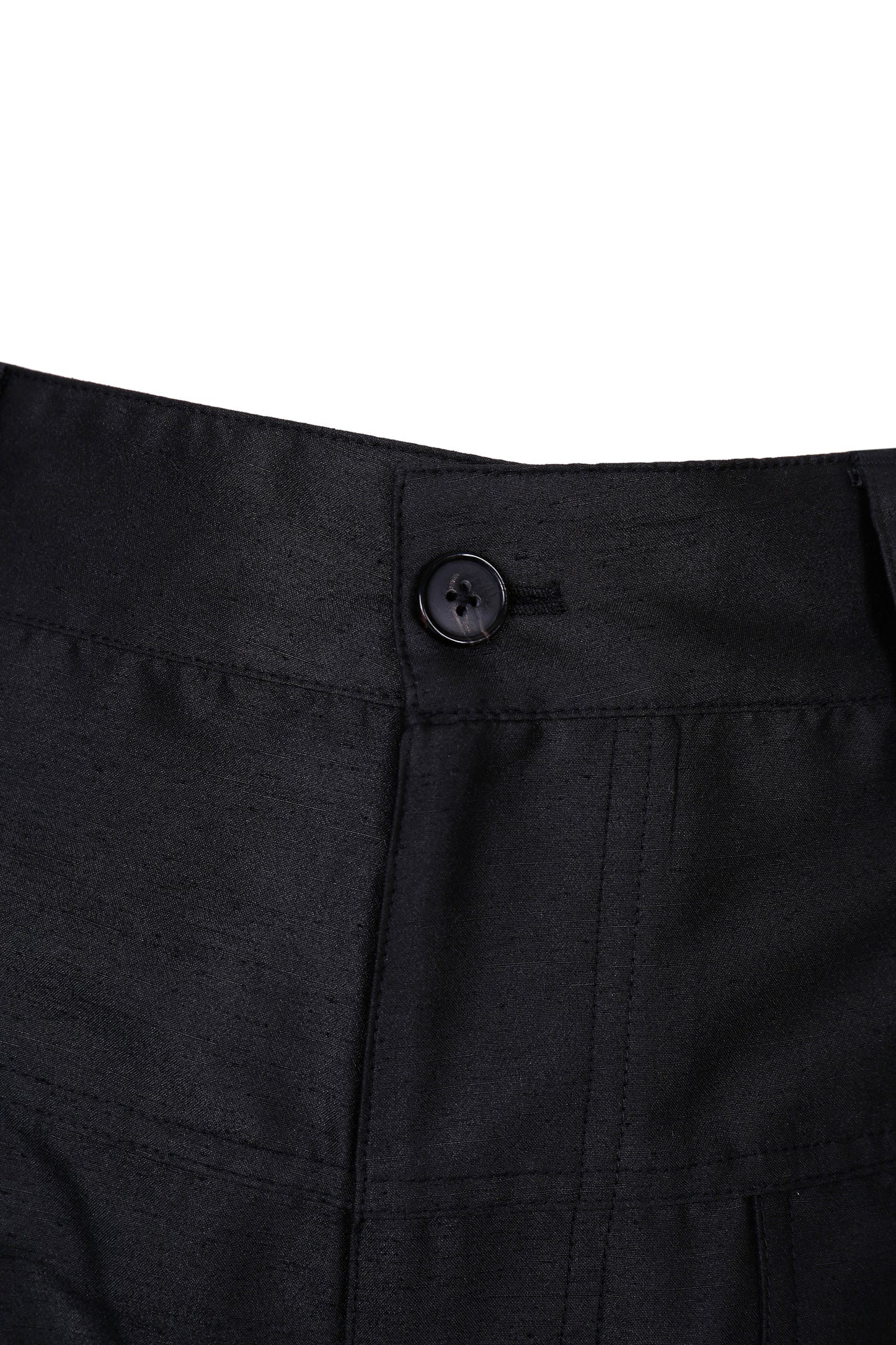 BLACK SATIN-FINISH CARGO TROUSERS