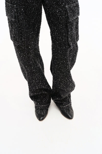 ENZYME-WASHED DENIM CARGO TROUSERS