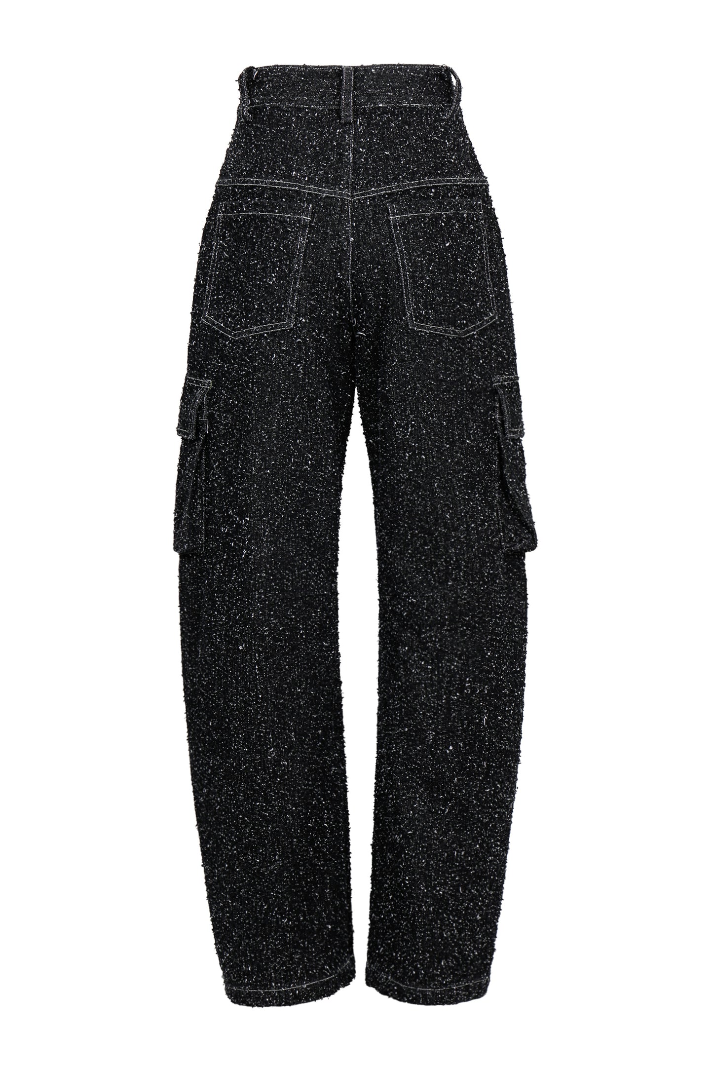 ENZYME-WASHED DENIM CARGO TROUSERS