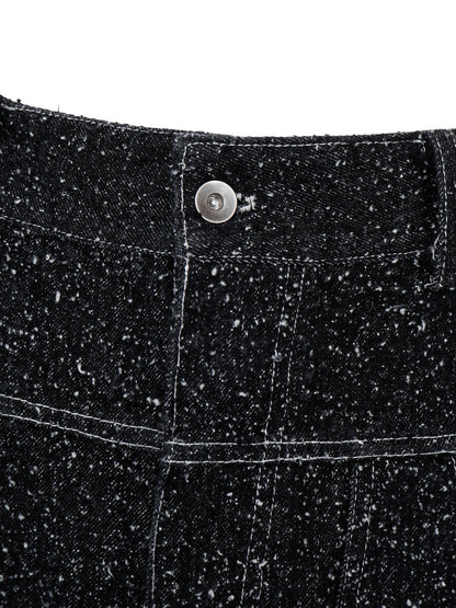 ENZYME-WASHED DENIM CARGO TROUSERS
