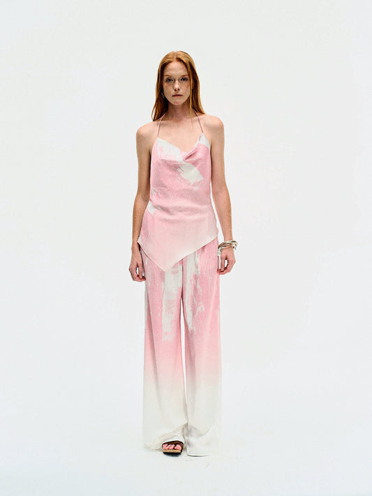 GRADIENT PRINTED WIDE TROUSERS