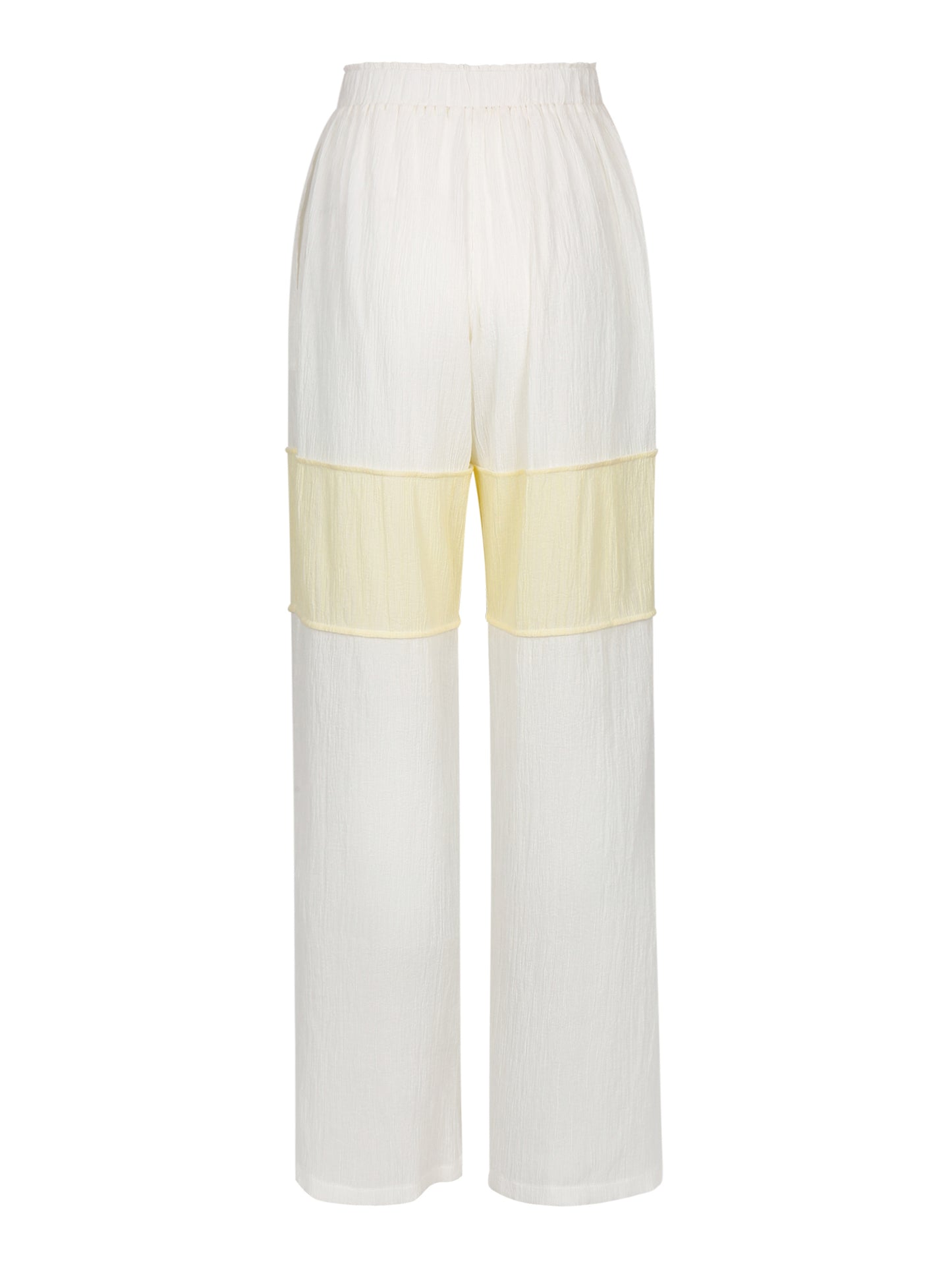 WRINKLED PLEATED COTTON TROUSERS – IVORY/YELLOW