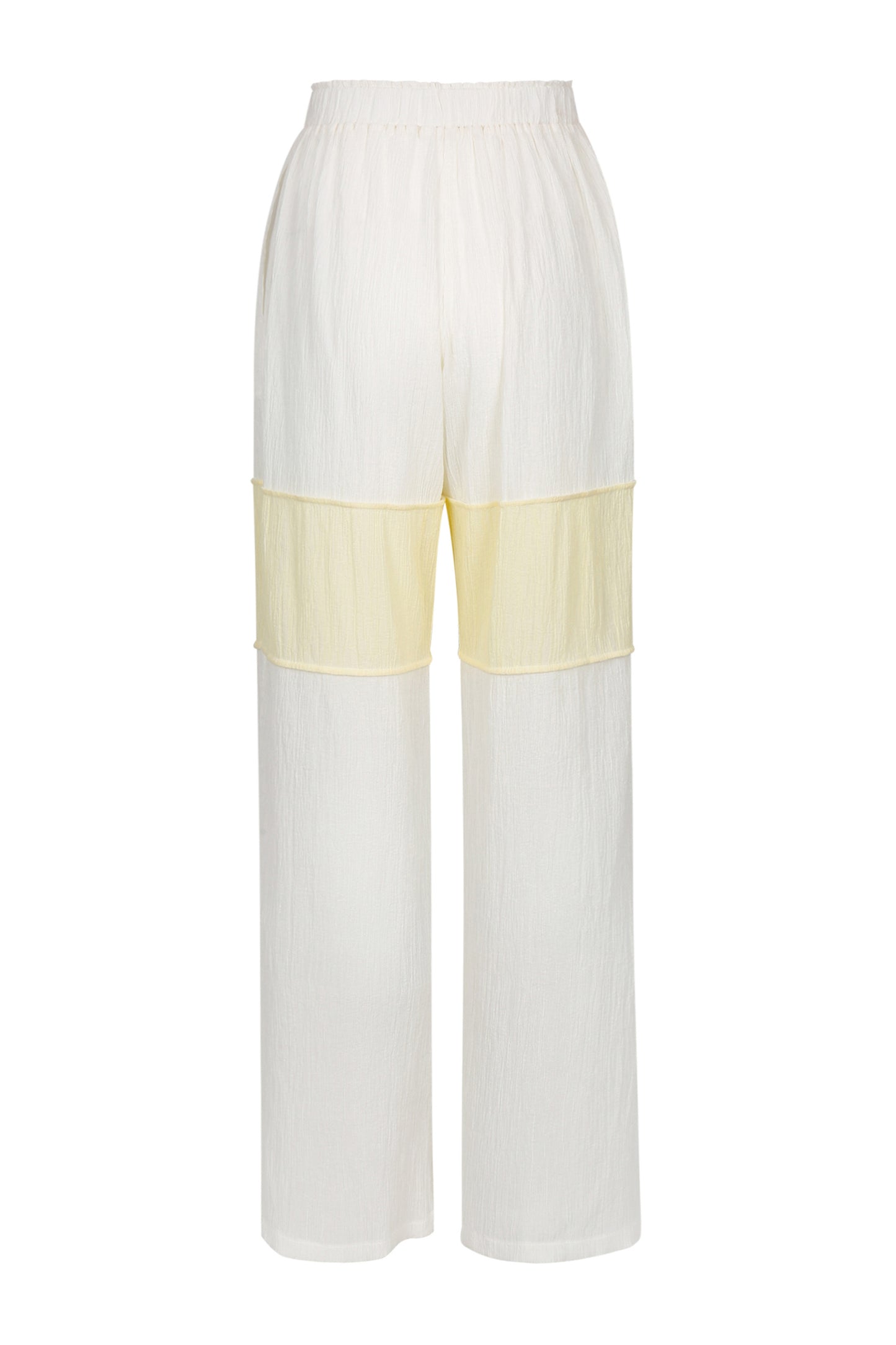 WRINKLED PLEATED COTTON TROUSERS – IVORY/YELLOW