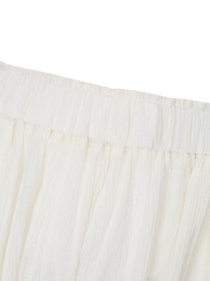 WRINKLED PLEATED COTTON TROUSERS – IVORY/YELLOW