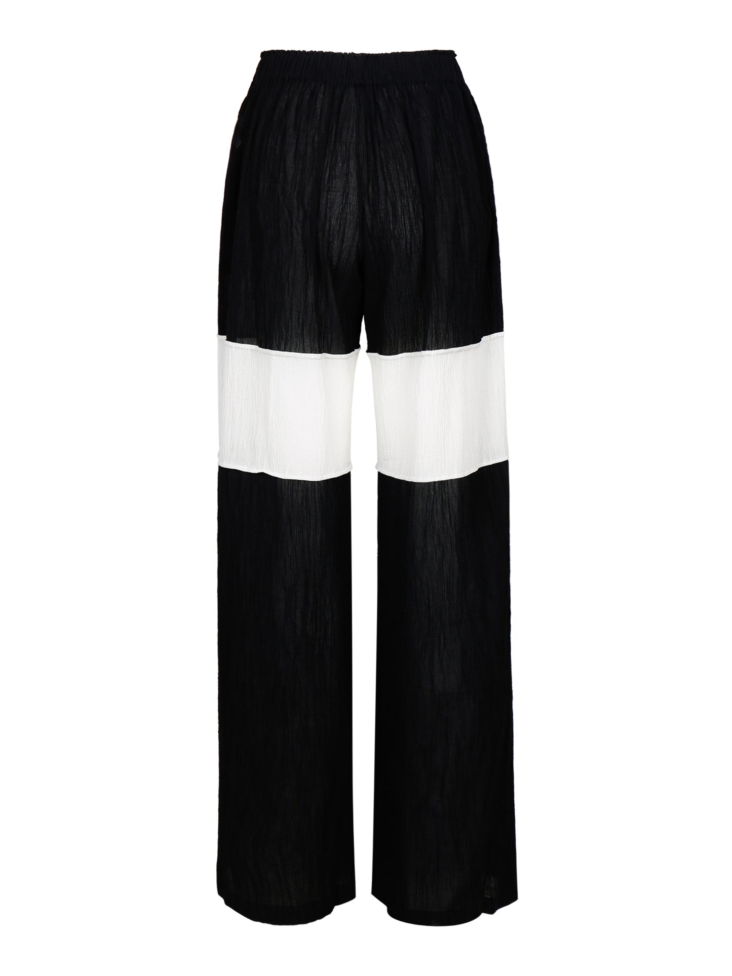 WRINKLED PLEATED COTTON TROUSERS – BLACK/WHITE