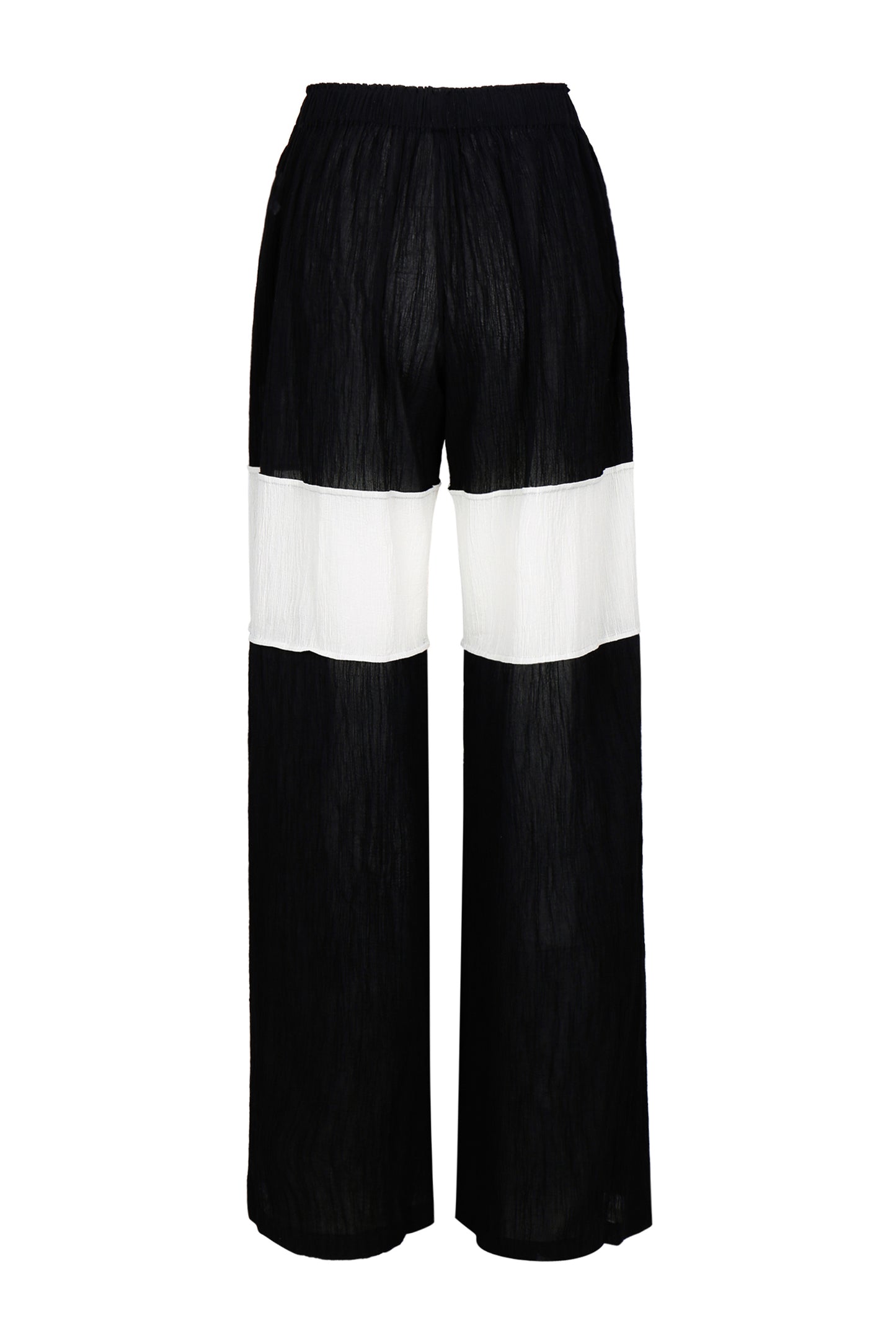 WRINKLED PLEATED COTTON TROUSERS – BLACK/WHITE