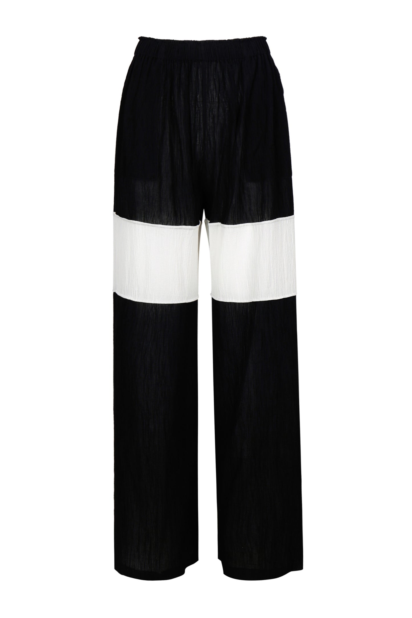 WRINKLED PLEATED COTTON TROUSERS – BLACK/WHITE