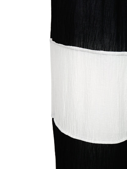 WRINKLED PLEATED COTTON TROUSERS – BLACK/WHITE