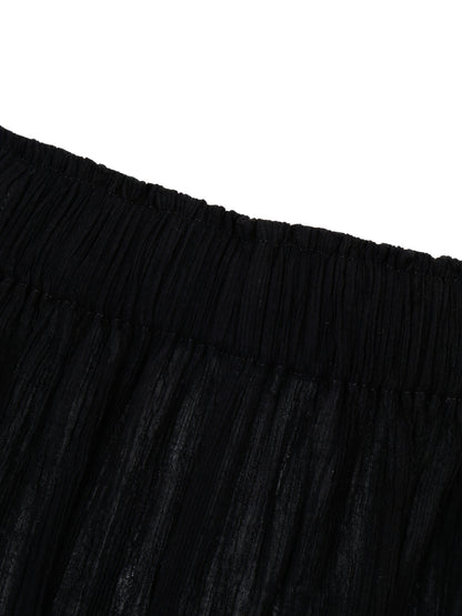 WRINKLED PLEATED COTTON TROUSERS – BLACK/WHITE