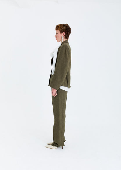 YARN-DYED LINEN DOUBLE-BREASTED BLAZER