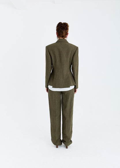 YARN-DYED LINEN DOUBLE-BREASTED BLAZER