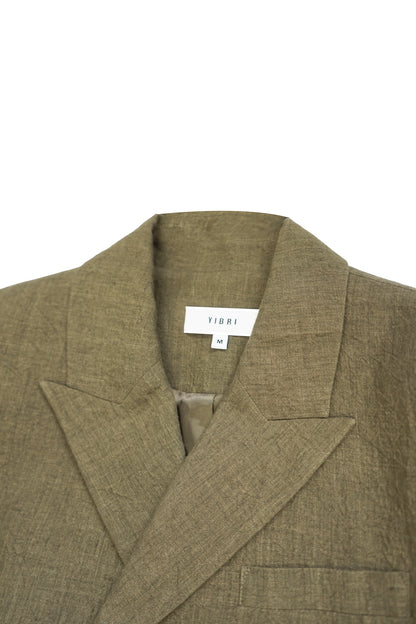 YARN-DYED LINEN DOUBLE-BREASTED BLAZER
