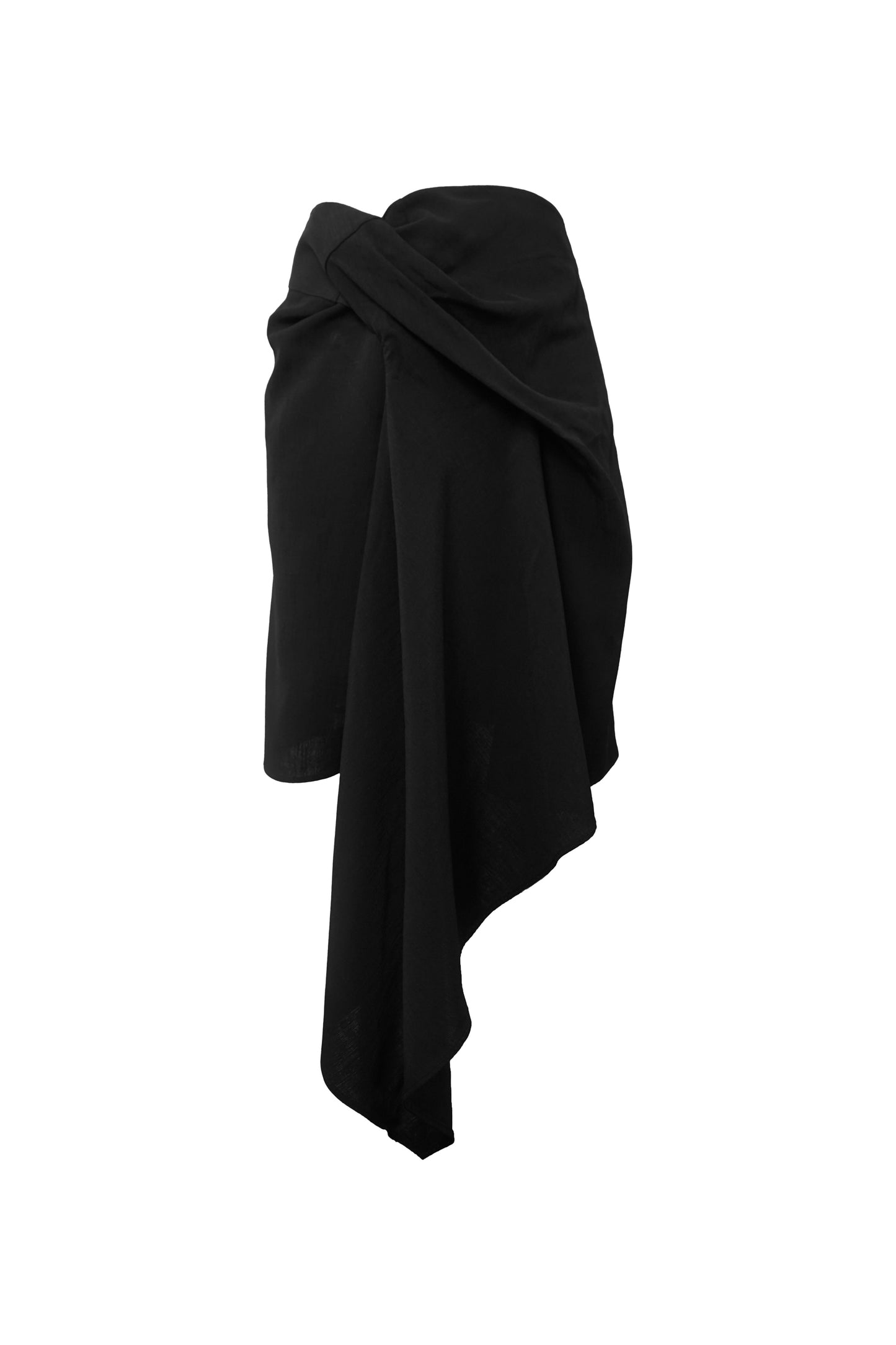 ASYMMETRICAL TWISTED-KNOT STRUCTURED SKIRT