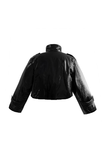 GLOSSY BLACK PUFER JACKET