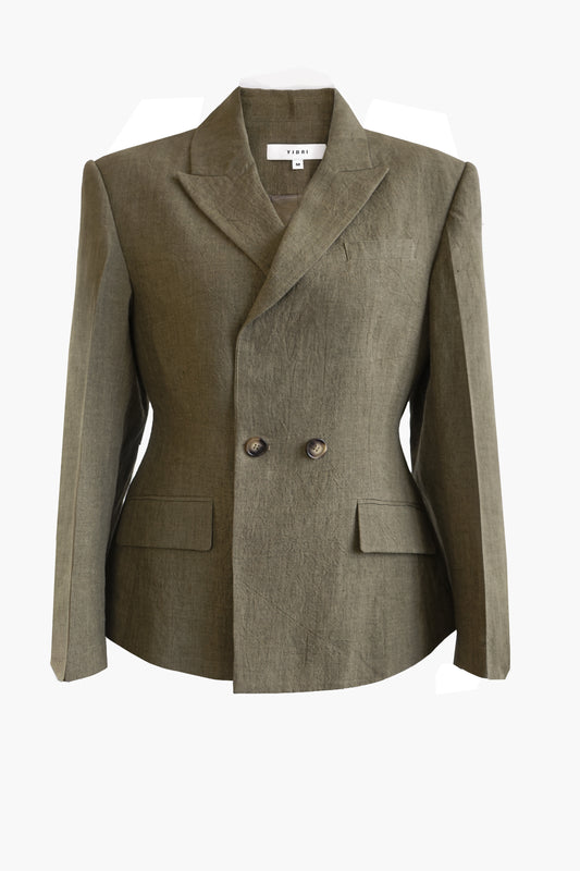 YARN-DYED LINEN DOUBLE-BREASTED BLAZER